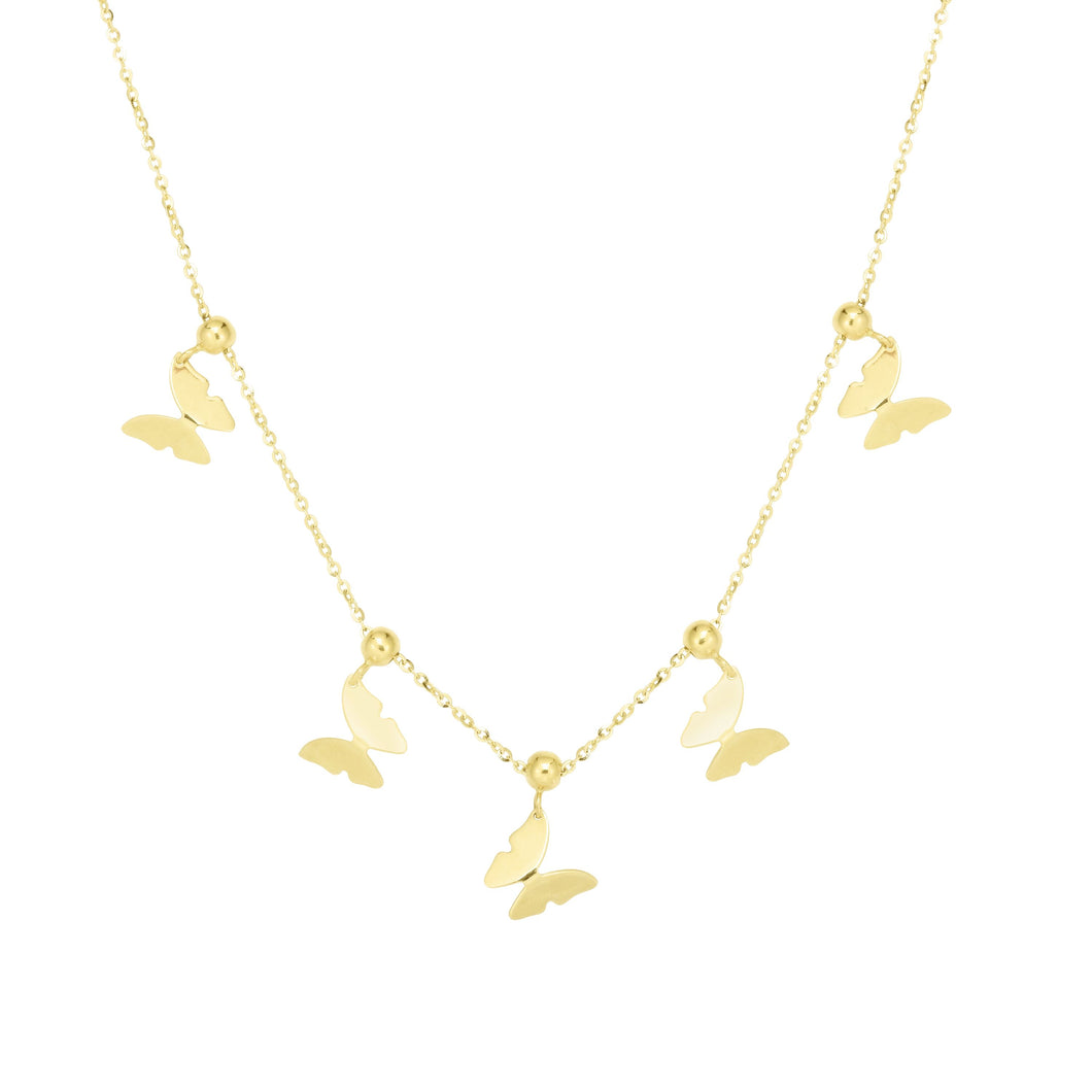 14K Gold Butterfly Slide Necklace