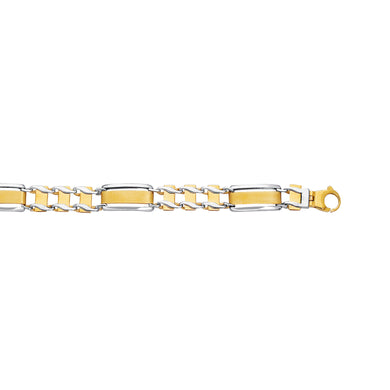 14K Two Tone 10MM Bar Bracelet