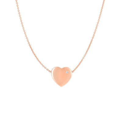 14K Gold .01ct Diamond Polished Heart Necklace