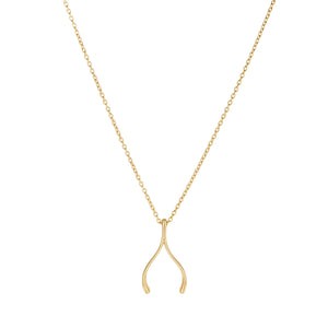 14K Gold Polished Wishbone Necklace