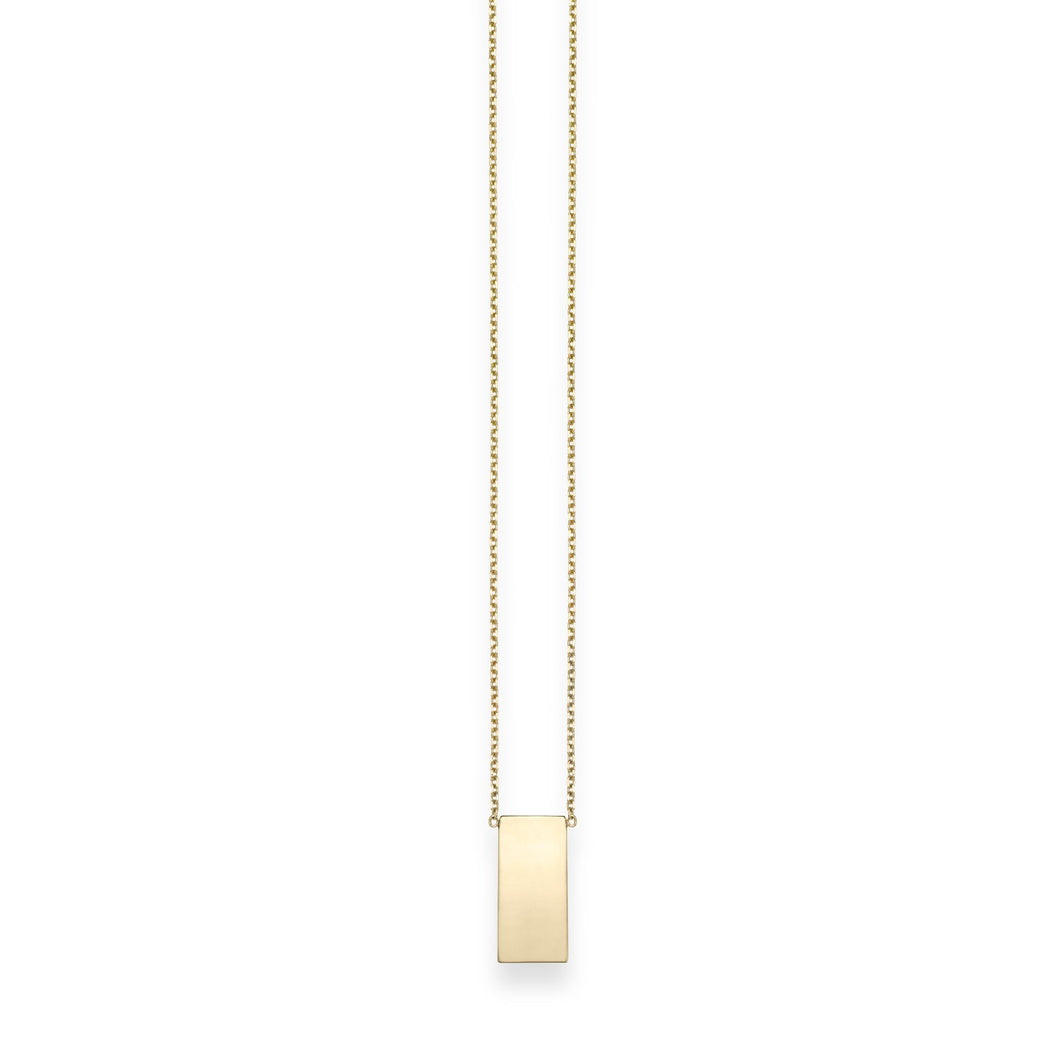 14K Gold Polished Rectangular Bar Necklace