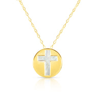14K Gold Cross Mother of Pearl Necklace