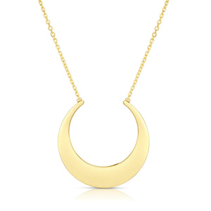 14K Gold Flat Crescent Necklace
