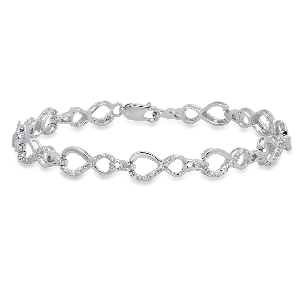 Sterling Silver Diamond 1/7 CT Infinity Bracelet