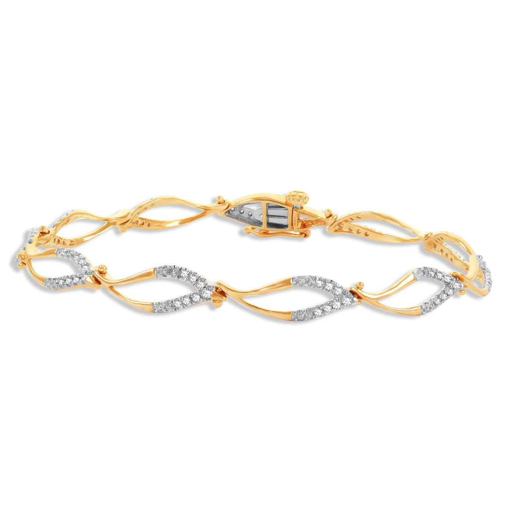 10K Yellow Gold Diamond 1/2 CT Fancy Link Bracelet