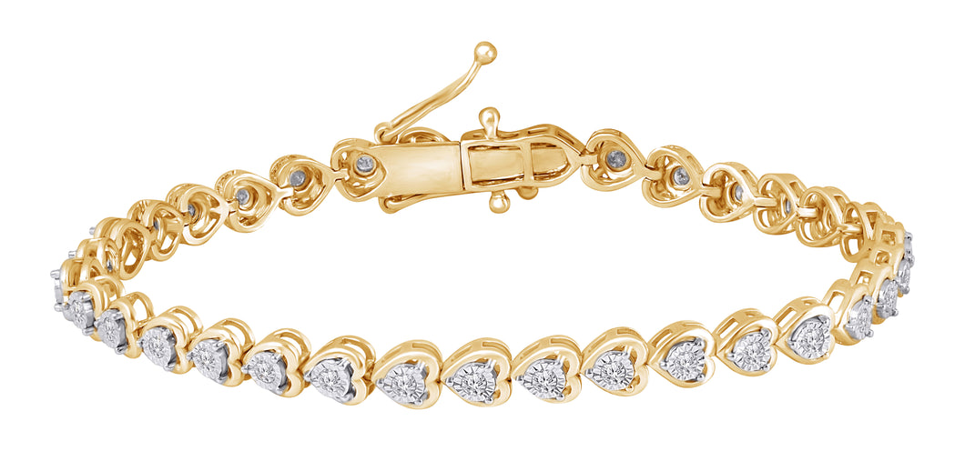 10K Yellow Gold Diamond 1 CT Heart Bracelet