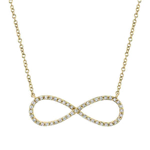 14K Yellow Gold Round Diamond Infinity Necklace