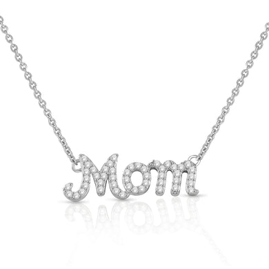 Silver Round Diamond 1/4 CT Mom Necklace