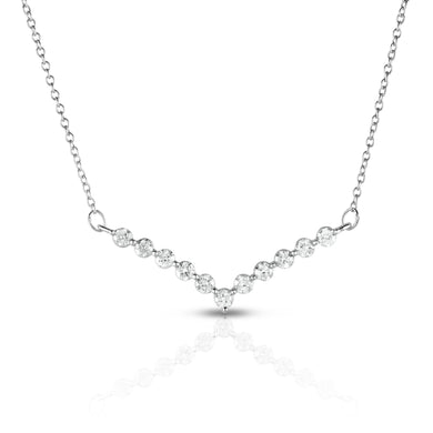 10K White Gold Round Lab Grown Diamond 1/2 CT V Necklace