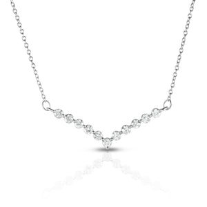 10K White Gold Round Lab Grown Diamond 1/2 CT V Necklace