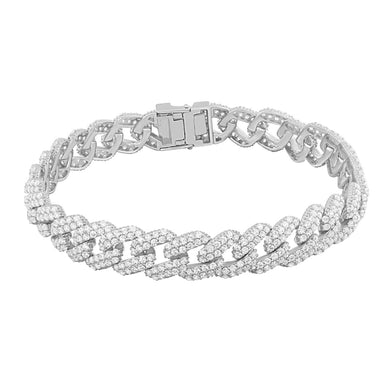 14K White Gold Round Lab Grown Diamond 9-7/8 CT Bracelet