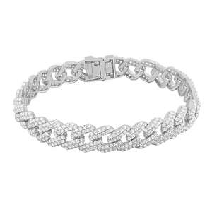 14K White Gold Round Lab Grown Diamond 9-7/8 CT Bracelet