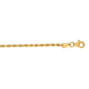 10K Gold 2mm Solid Diamond Cut Royal Rope Chain
