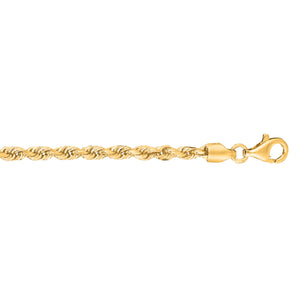 10K Gold 3.0mm Solid Diamond Cut Royal Rope Chain