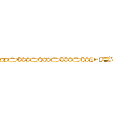10K Gold 3.7mm 8" Figaro Chain Bracelet