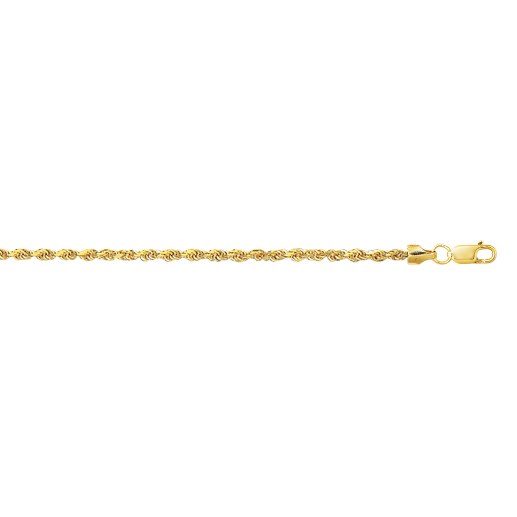 10K Gold 2.0mm Diamond Cut Lite Rope Chain