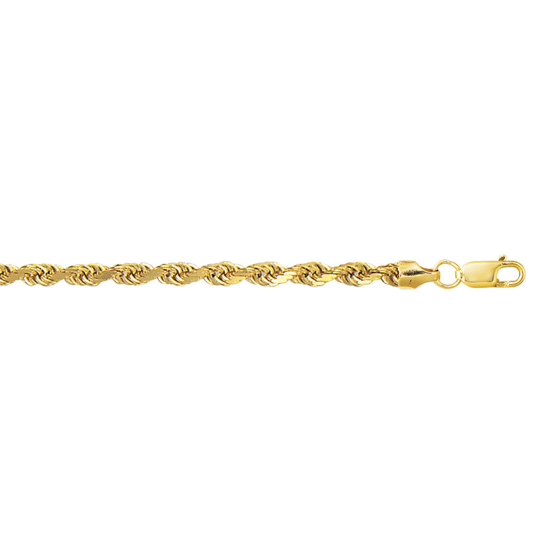 10K Gold 4.0mm Diamond Cut Lite Rope Chain