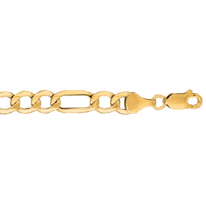 10K Gold 6.6mm Lite Figaro 8.5" Chain Bracelet