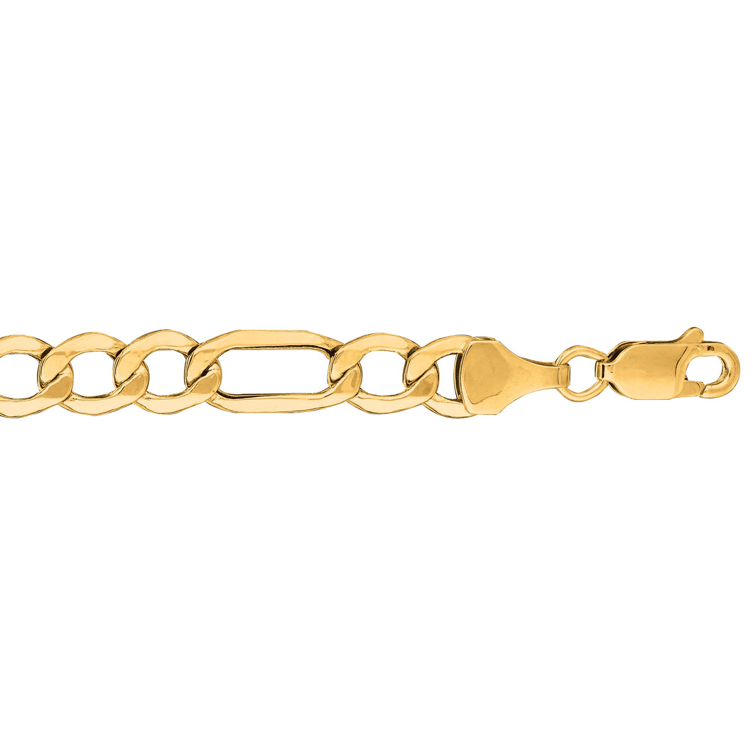 10K Gold 6.6mm Lite Figaro 8.5" Chain Bracelet