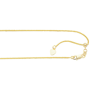 10K Gold 1.0mm Adjustable Wheat Chain