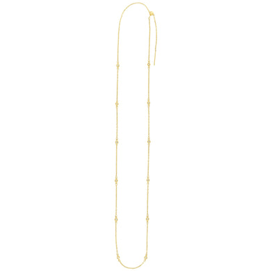 14K Gold 3mm Endless Adjustable .24ct Diamond Cable Chain