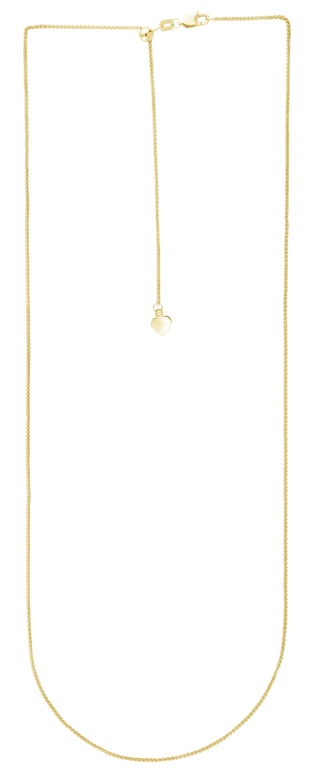 14K Gold 1mm Adjustable Wheat Chain