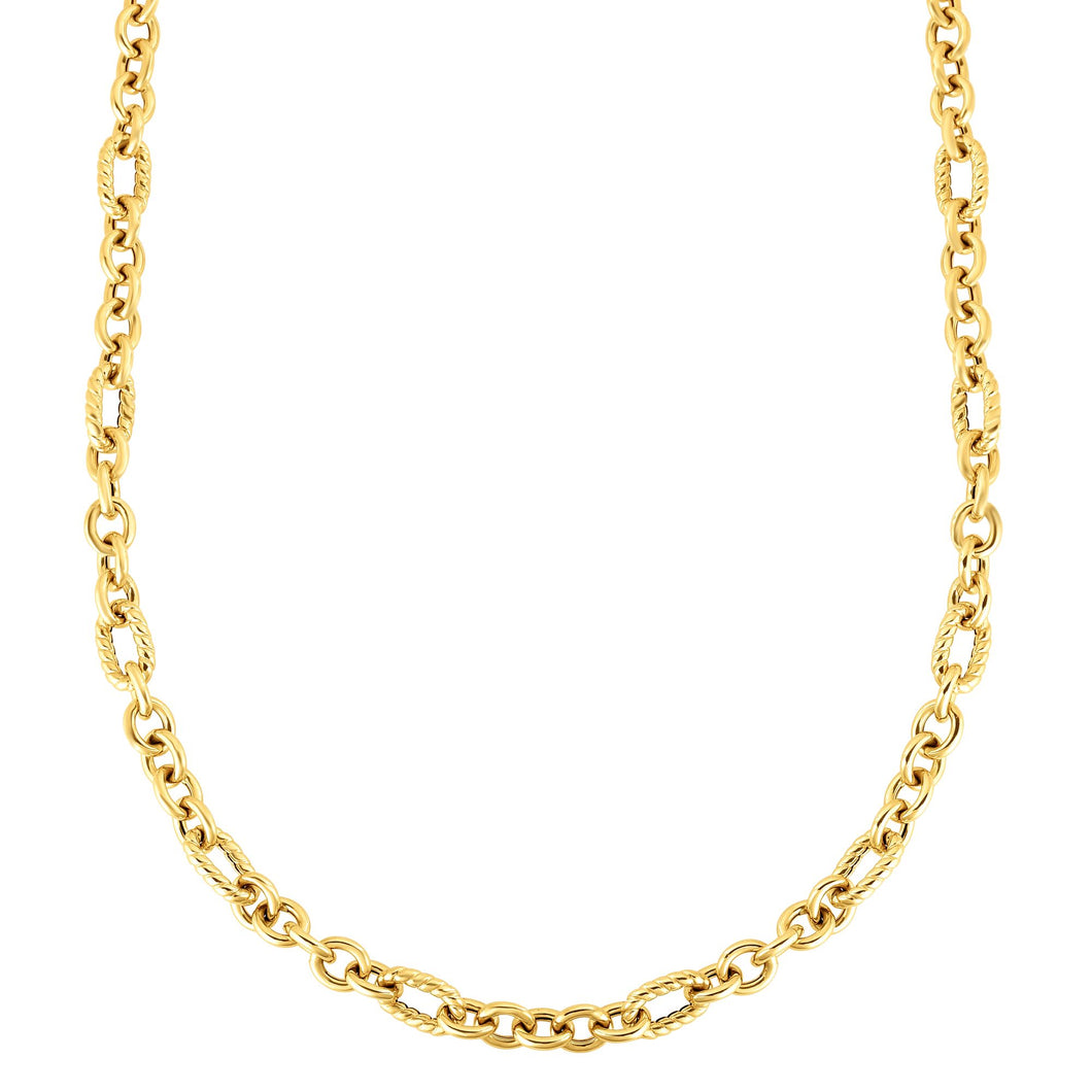 14K Gold Italian Cable Oval Link Necklace