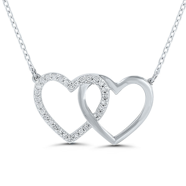 DEPHINI - Two Hearts Necklace- 925 Sterling Silver Heart