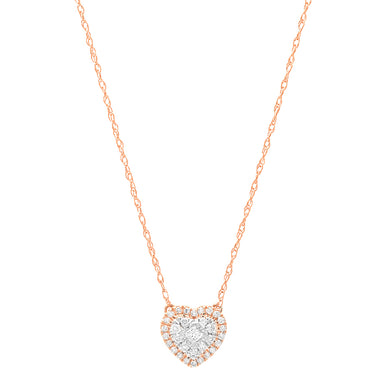 10K Rose Gold Diamond Heart 1/7 CT Necklace