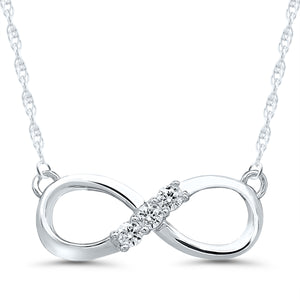 10K White Gold Diamond 1/10 CT Infinity Necklace