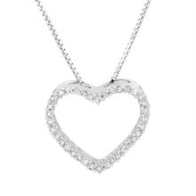 Load image into Gallery viewer, Sterling Silver Round Diamond 1/5CT Heart Pendant with Chain