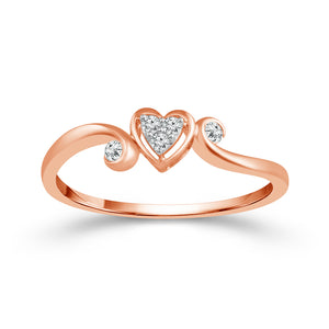 10K Rose Gold Round Diamond 1/10CT Heart Promise Ring