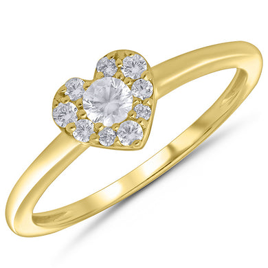 10K Yellow Gold Round Diamond 1/4CT Cluster Heart Ring