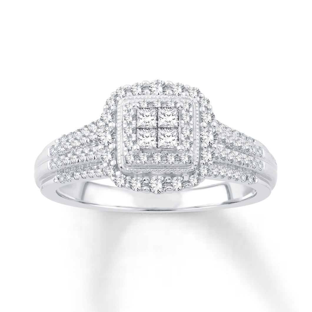 White Diamond 10k Rose Gold Quad Ring 0.33ctw - DOD729 | White diamond,  Rose gold, Diamond