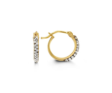 10K Yellow Gold Swarovski Crystal Huggie Hoop Earrings