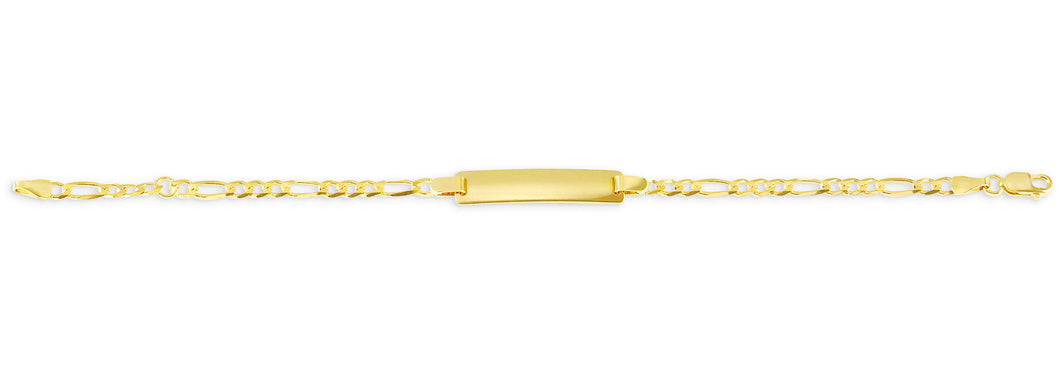 10K Yellow Gold ID Figaro Link Baby Bracelet