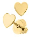 14K Yellow Gold Solid Heart Stud Kids Earrings