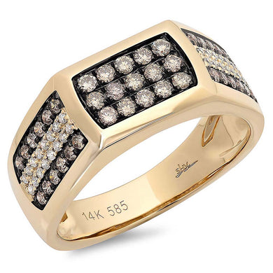 14K Yellow Gold Champagne & White Diamond 7/8CT Ring