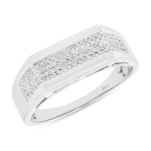 14K White Gold Round Diamond 1/4CT Cluster Gents Ring