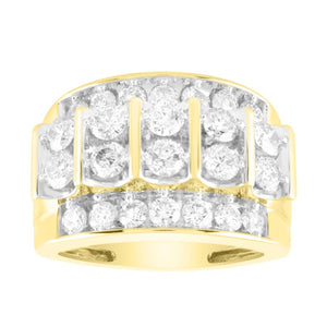 10K Yellow Gold Round Diamond 3CT Gents Ring