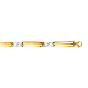 14K Yellow & White Gold Railroad Link Bracelet