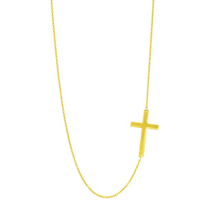 14K Gold Flat Cross Necklace