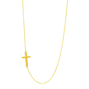14K Gold Tube Cross Necklace
