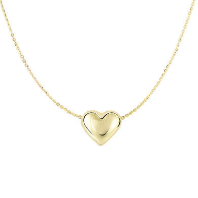 14K Gold  Polished Puffed Heart Necklace