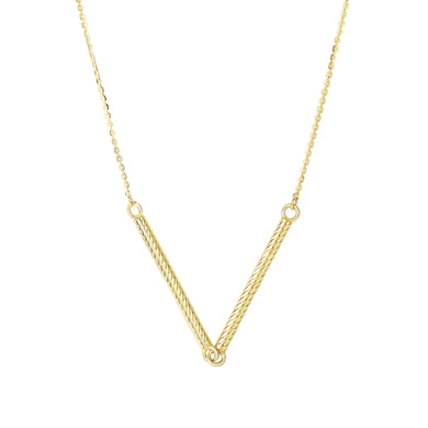 14K Gold Diamond Cut V Necklace