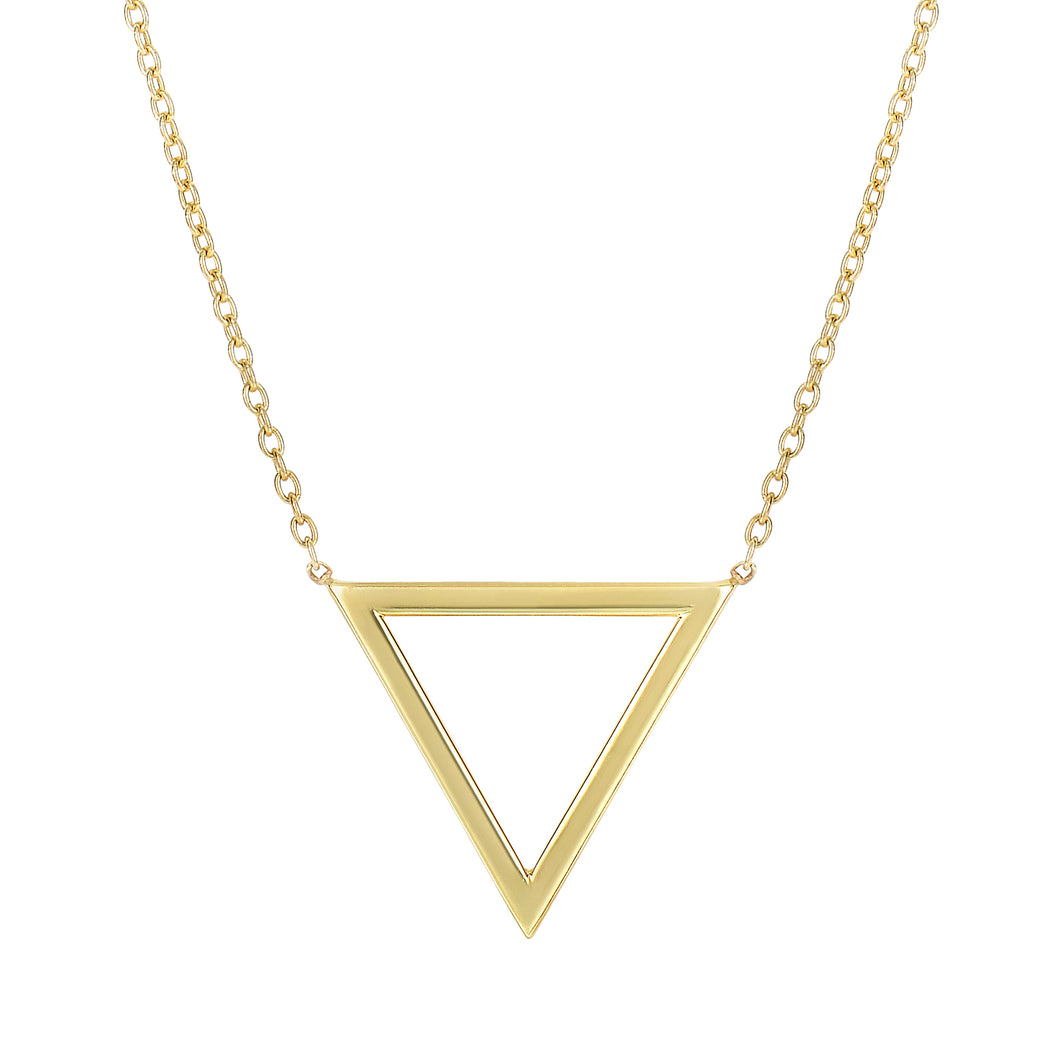14K Gold Polished Triangle Necklace