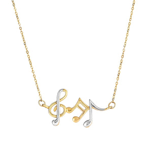 14K Gold Music Notes Necklace
