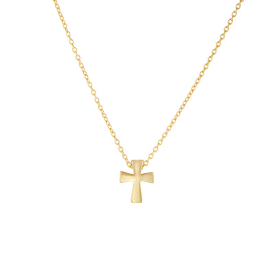 14K Gold Polished Mini Cross Necklace