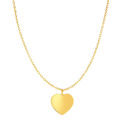 14K Gold Polished Heart Choker