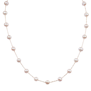14K ROSE GOLD NATURAL PINK FRESH WATER PEARL NECKLACE